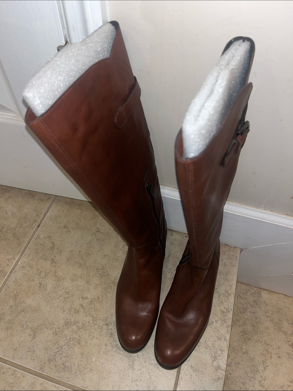 Sesto Meucci Tall Leather Riding Boots - Chestnut Brown